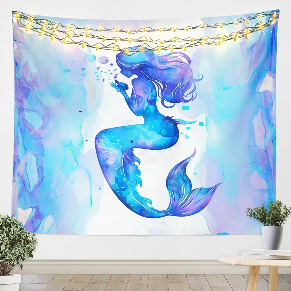 Aquarium Marina - Tapisserie murale sirène tie-dye pour enfants,